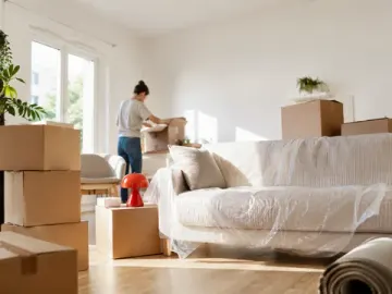 Caixas de mudança numa casa nova